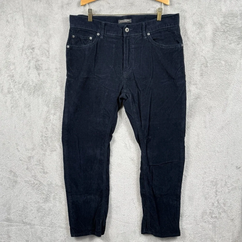Banana Republic Mens 34x30 Navy Blue Corduroy Straight Leg Pima Cotton Pants